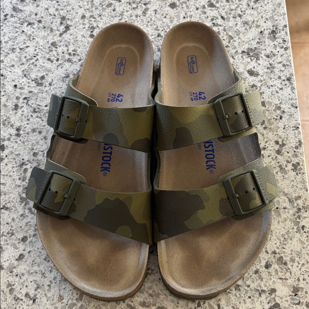 Birkenstock Green Camouflage Double Strap Sandals